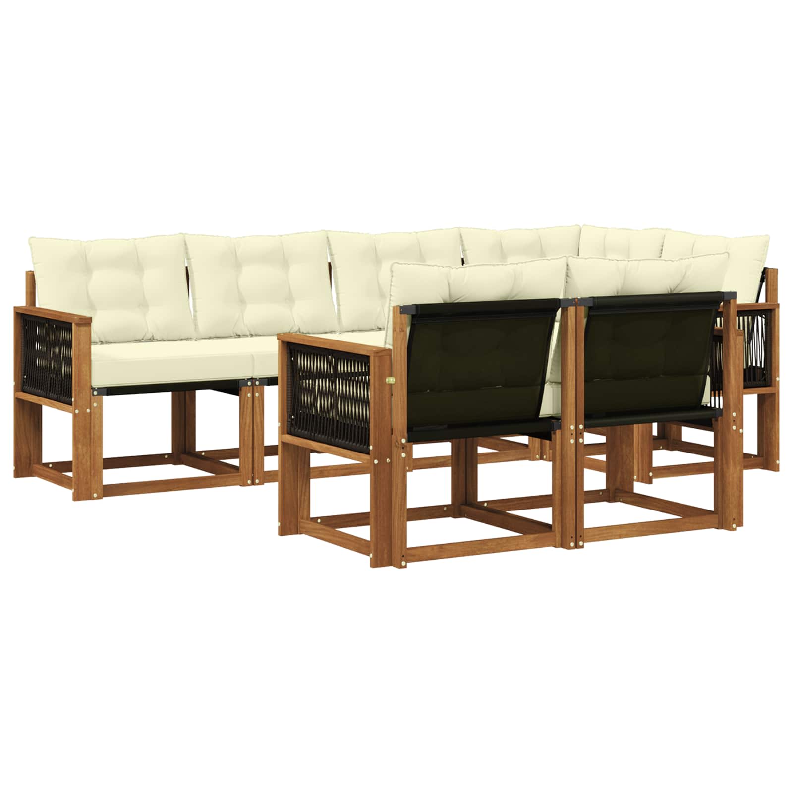 Outdoor-Sofagarnitur 7 stk. Natur und Creme