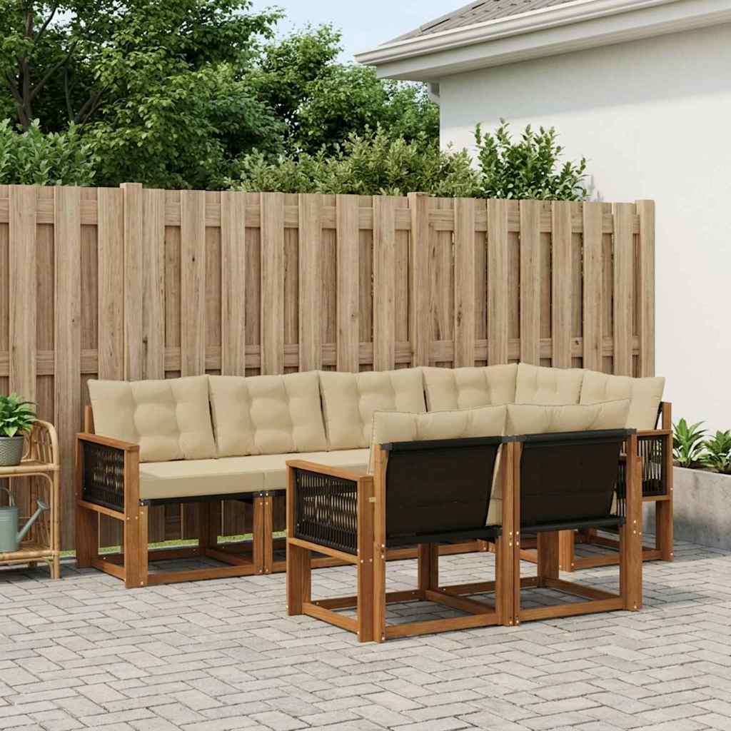 Outdoor-Sofagarnitur 7 stk. Natur und Beige