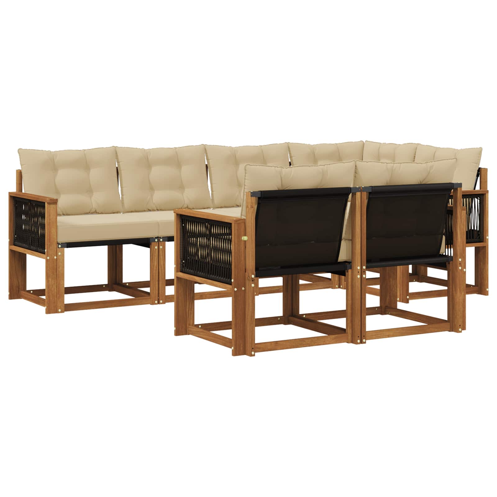 Outdoor-Sofagarnitur 7 stk. Natur und Beige