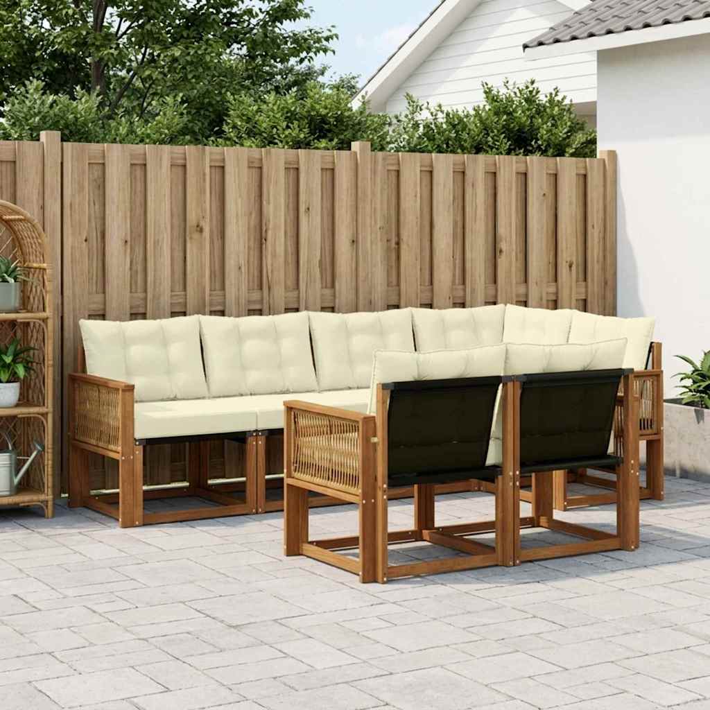 Outdoor-Sofagarnitur 7 stk. Natur und Creme