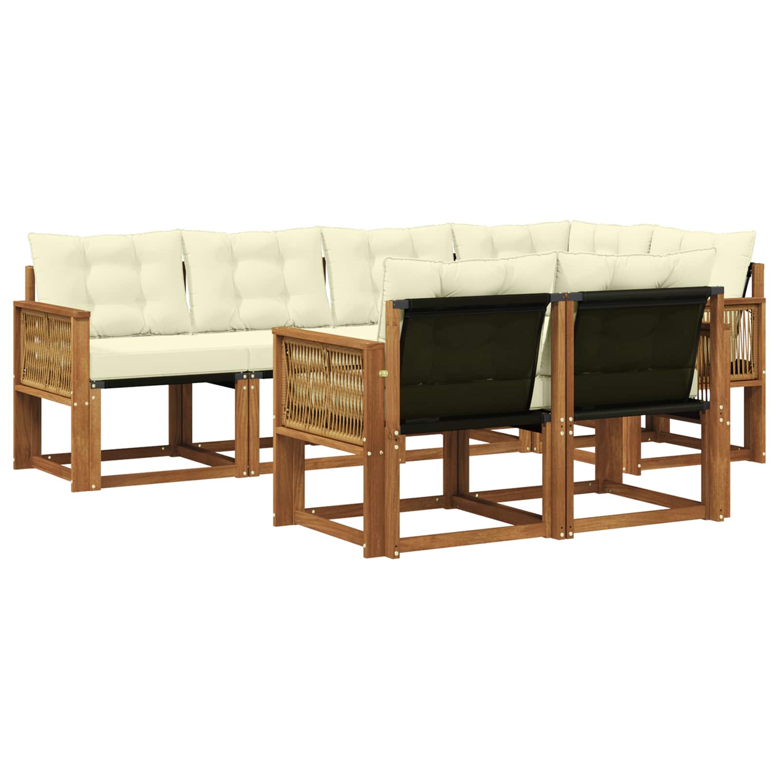 Outdoor-Sofagarnitur 7 stk. Natur und Creme