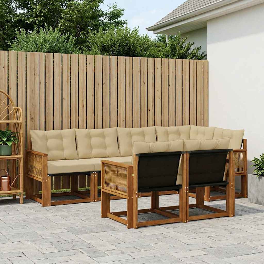 Outdoor-Sofagarnitur 7 stk. Natur und Beige