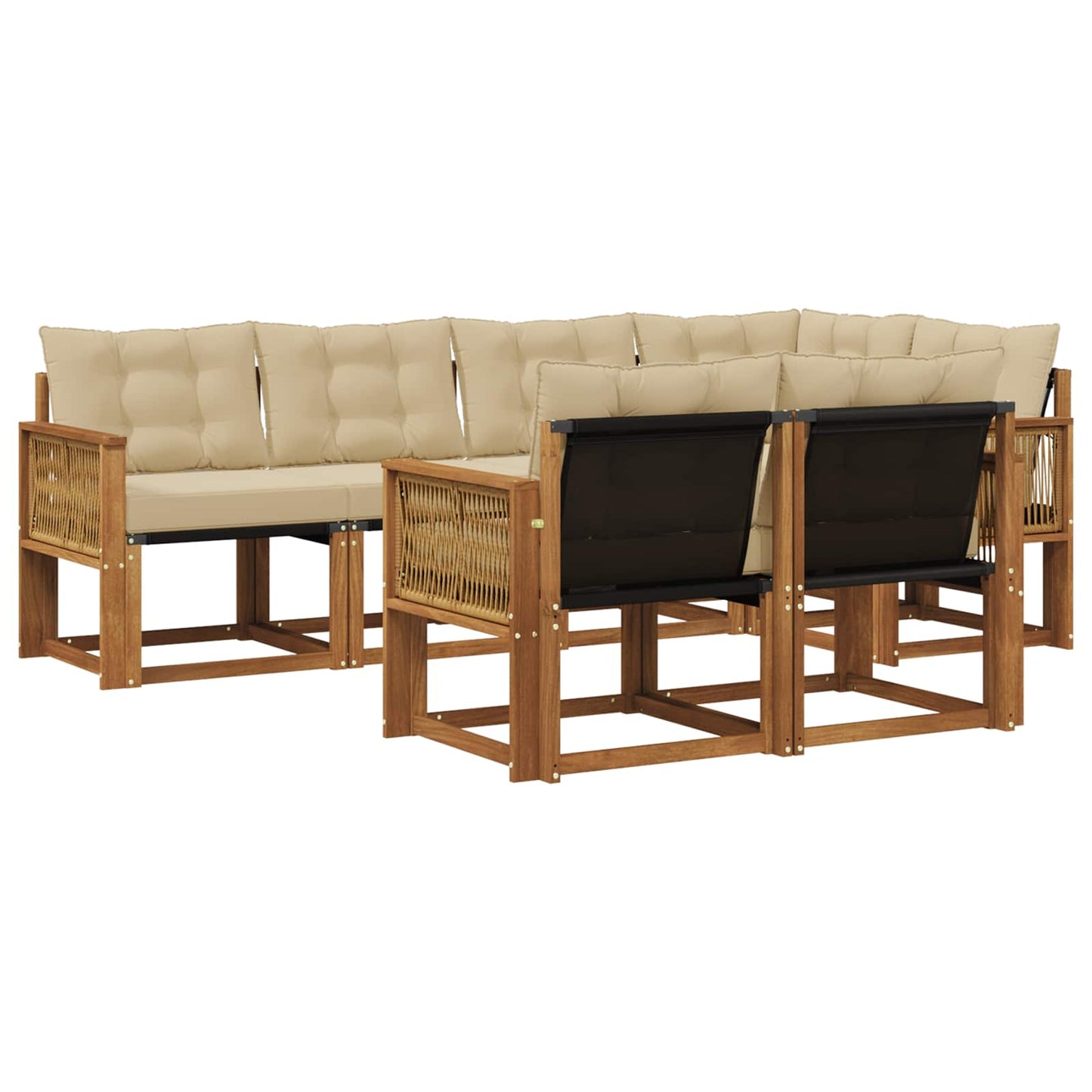 Outdoor-Sofagarnitur 7 stk. Natur und Beige