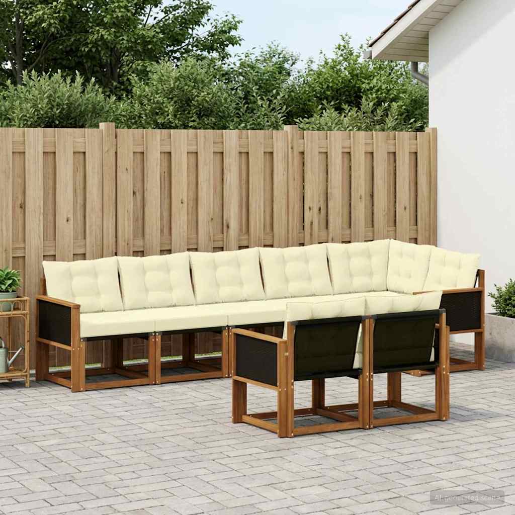 Outdoor-Sofagarnitur mit Kissen 8 pcs Natur und Creme