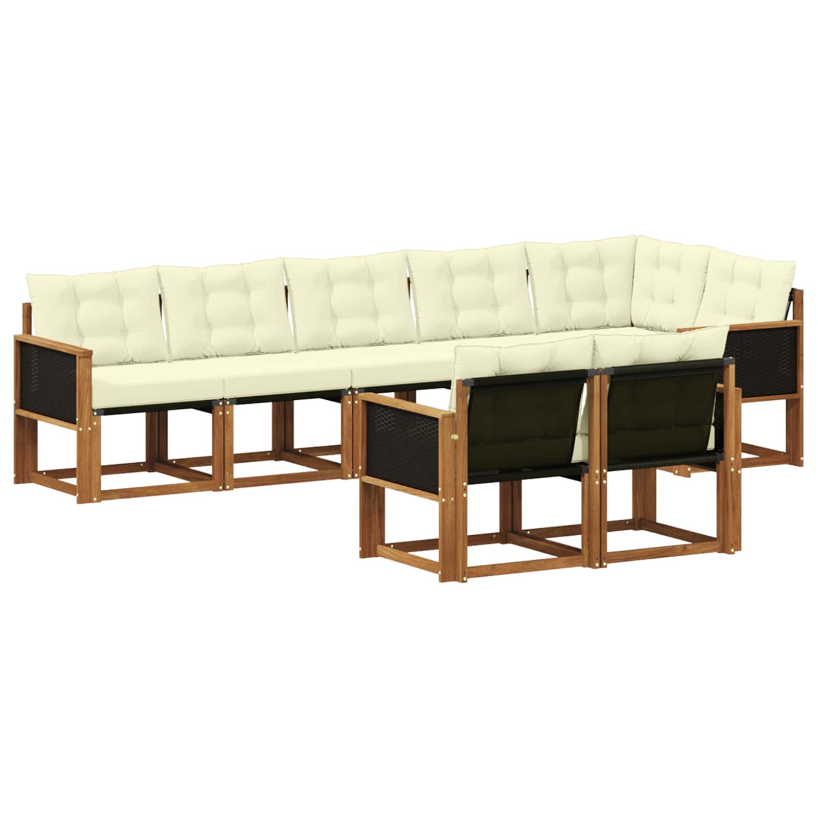 Outdoor-Sofagarnitur mit Kissen 8 pcs Natur und Creme