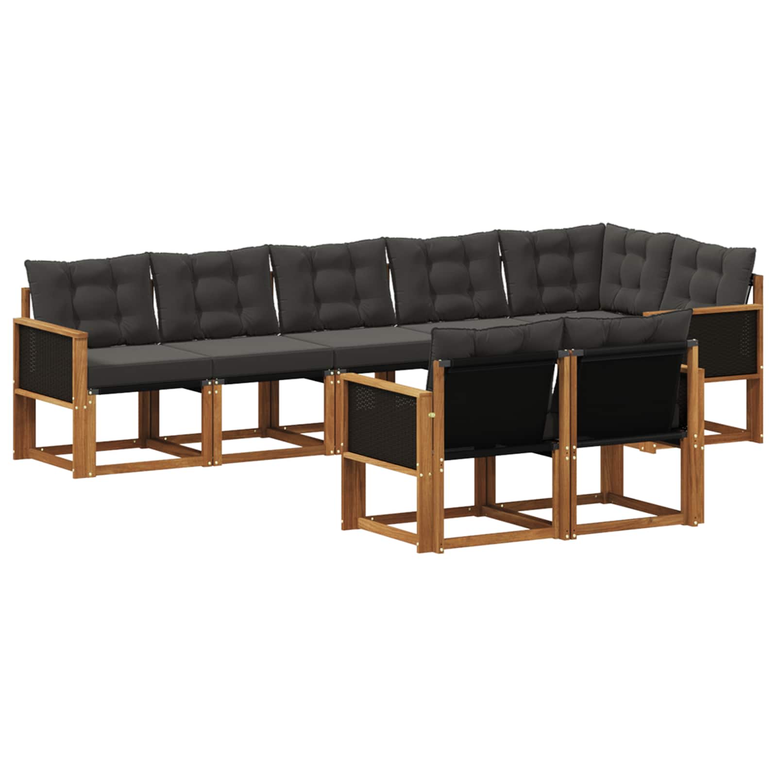 Outdoor-Sofagarnitur mit Kissen 8 pcs Natürlich und Schwarz