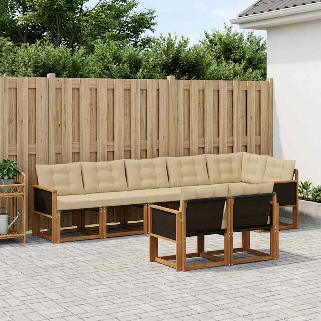 Outdoor-Sofagarnitur mit Kissen 8 pcs Natur und Beige