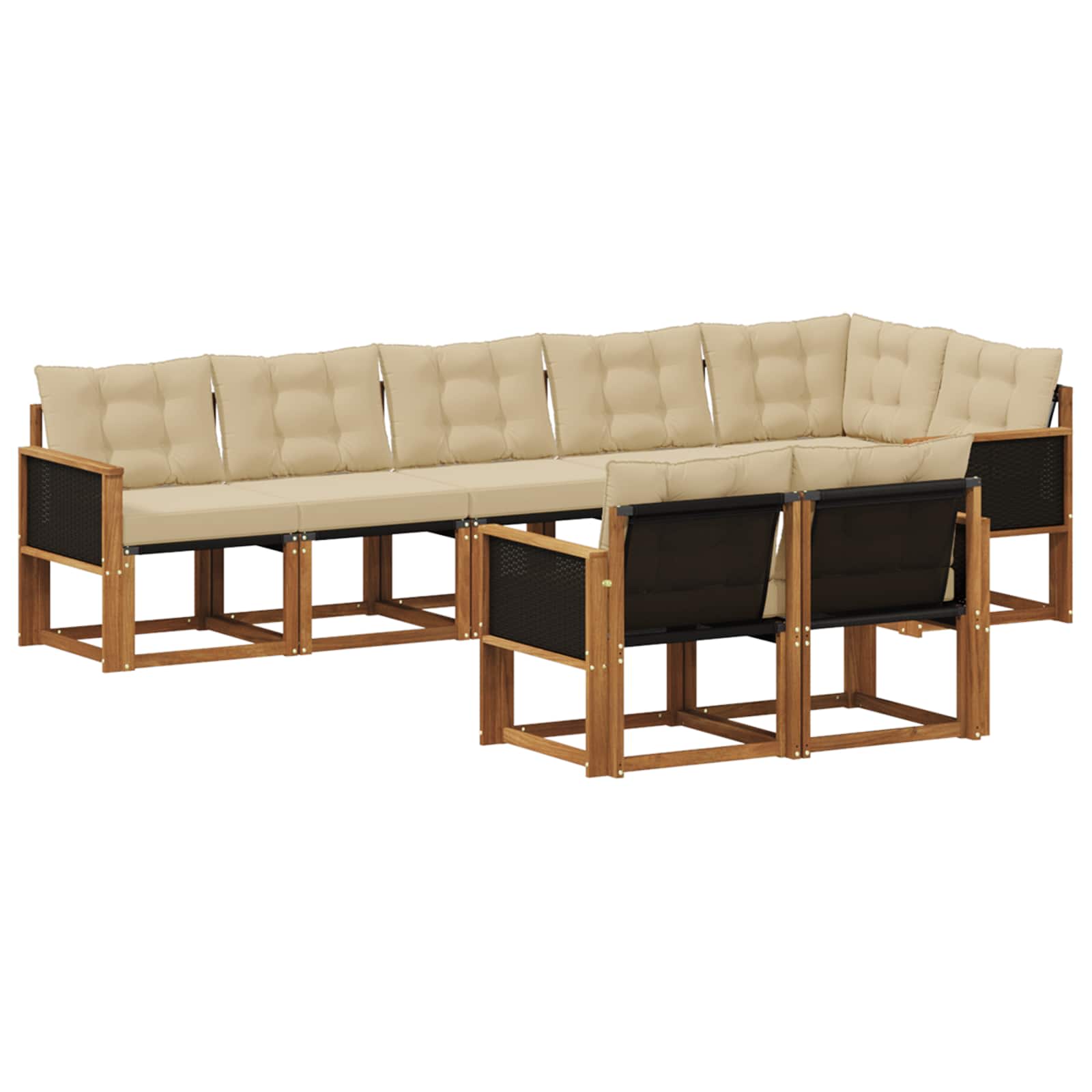 Outdoor-Sofagarnitur mit Kissen 8 pcs Natur und Beige