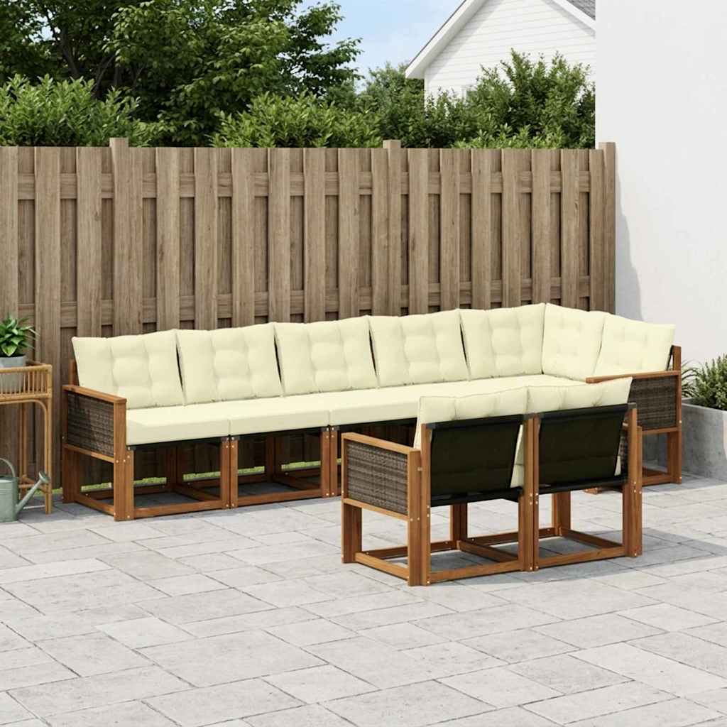Outdoor-Sofagarnitur mit Kissen 8 pcs Natur und Creme