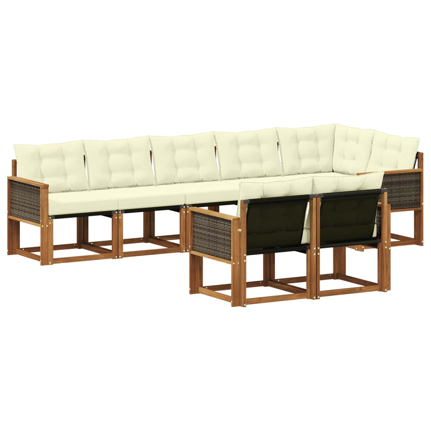 Outdoor-Sofagarnitur mit Kissen 8 pcs Natur und Creme