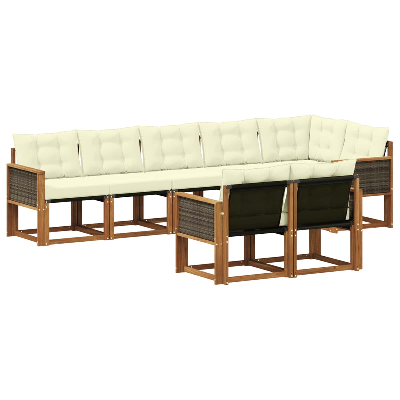 Outdoor-Sofagarnitur mit Kissen 8 pcs Natur und Creme