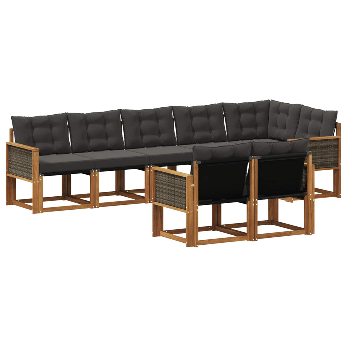 Outdoor-Sofagarnitur 8 stk. Natur und Schwarz