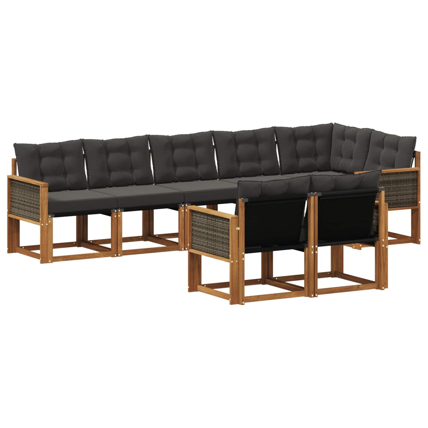 Outdoor-Sofagarnitur mit Kissen 8 pcs Natürlich und Schwarz