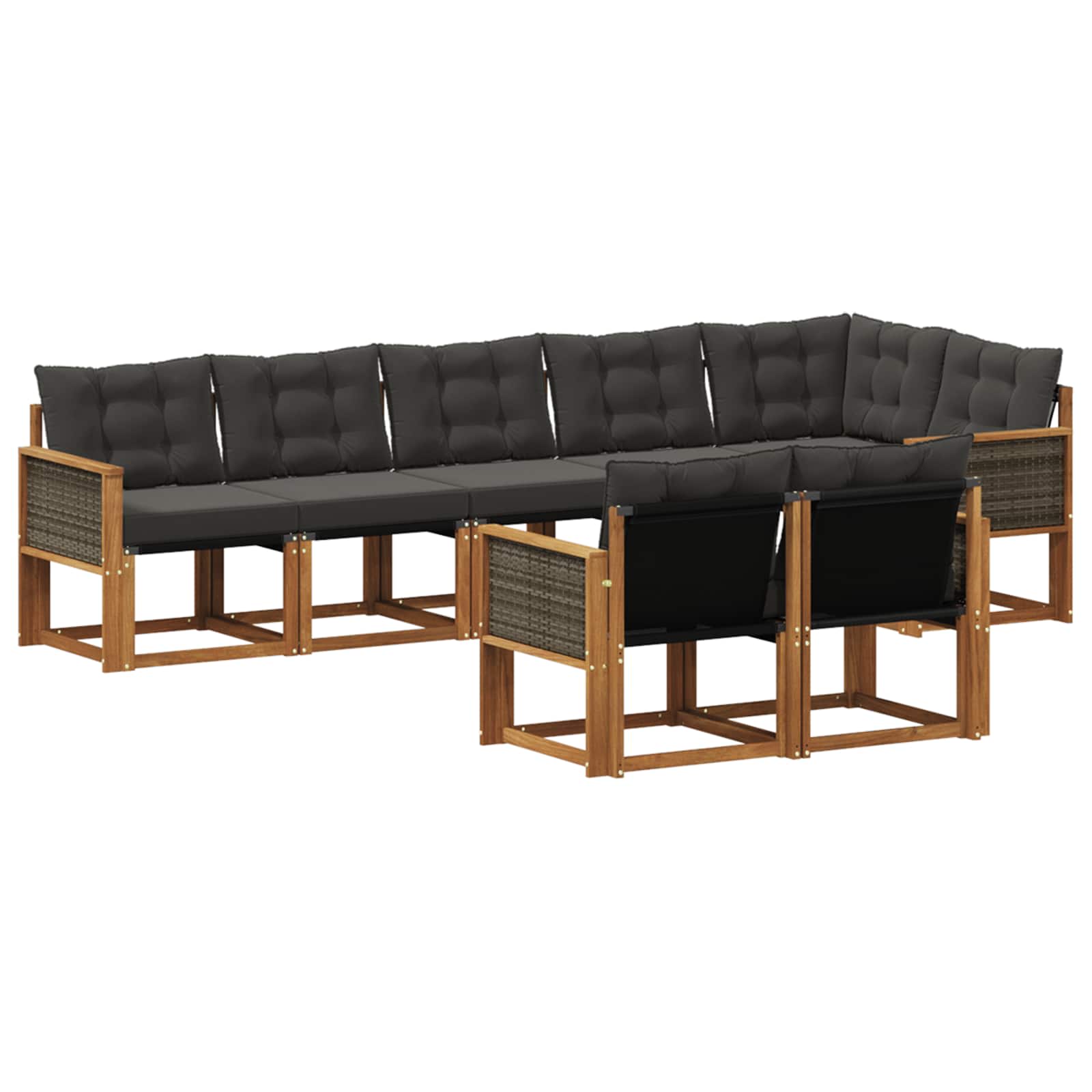 Outdoor-Sofagarnitur mit Kissen 8 pcs Natürlich und Schwarz