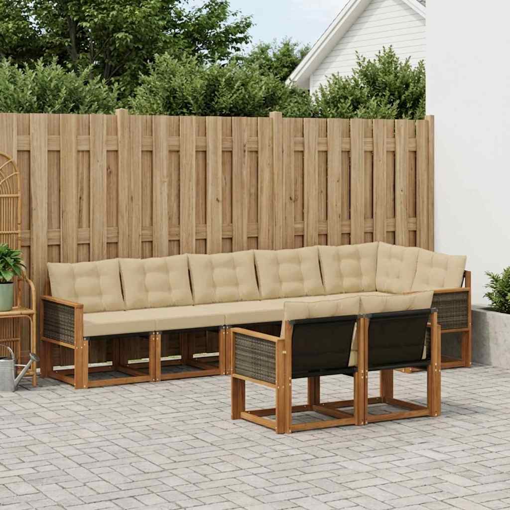 Outdoor-Sofagarnitur mit Kissen 8 pcs Natur und Beige