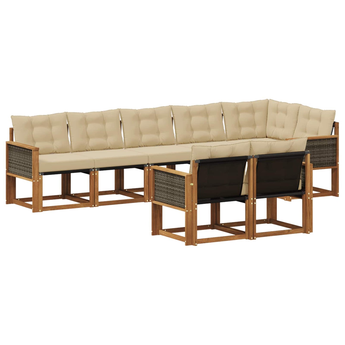 Outdoor-Sofagarnitur mit Kissen 8 pcs Natur und Beige