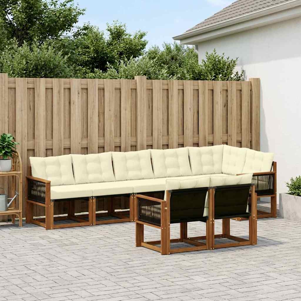 Outdoor-Sofagarnitur 8 stk. Natur und Creme