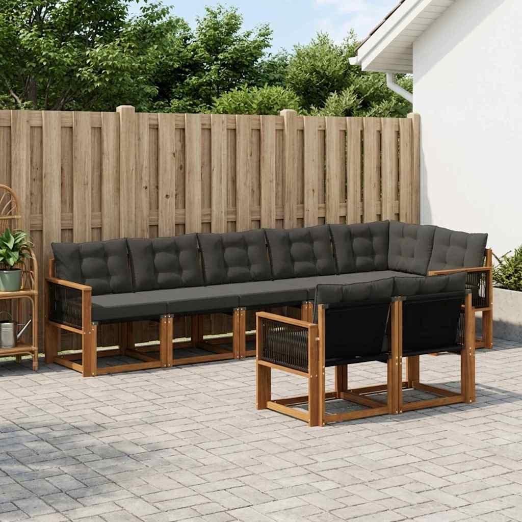 Outdoor-Sofagarnitur 8 stk. Natur und Schwarz