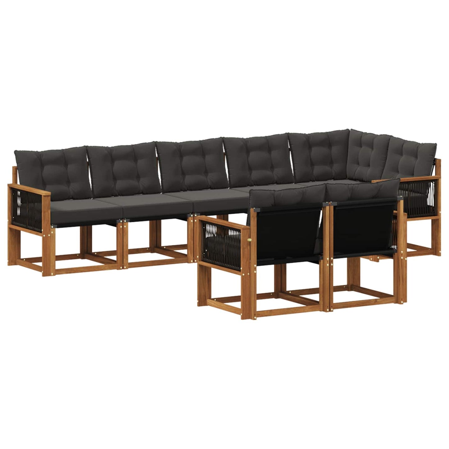 Outdoor-Sofagarnitur mit Kissen 8 pcs Natürlich und Schwarz