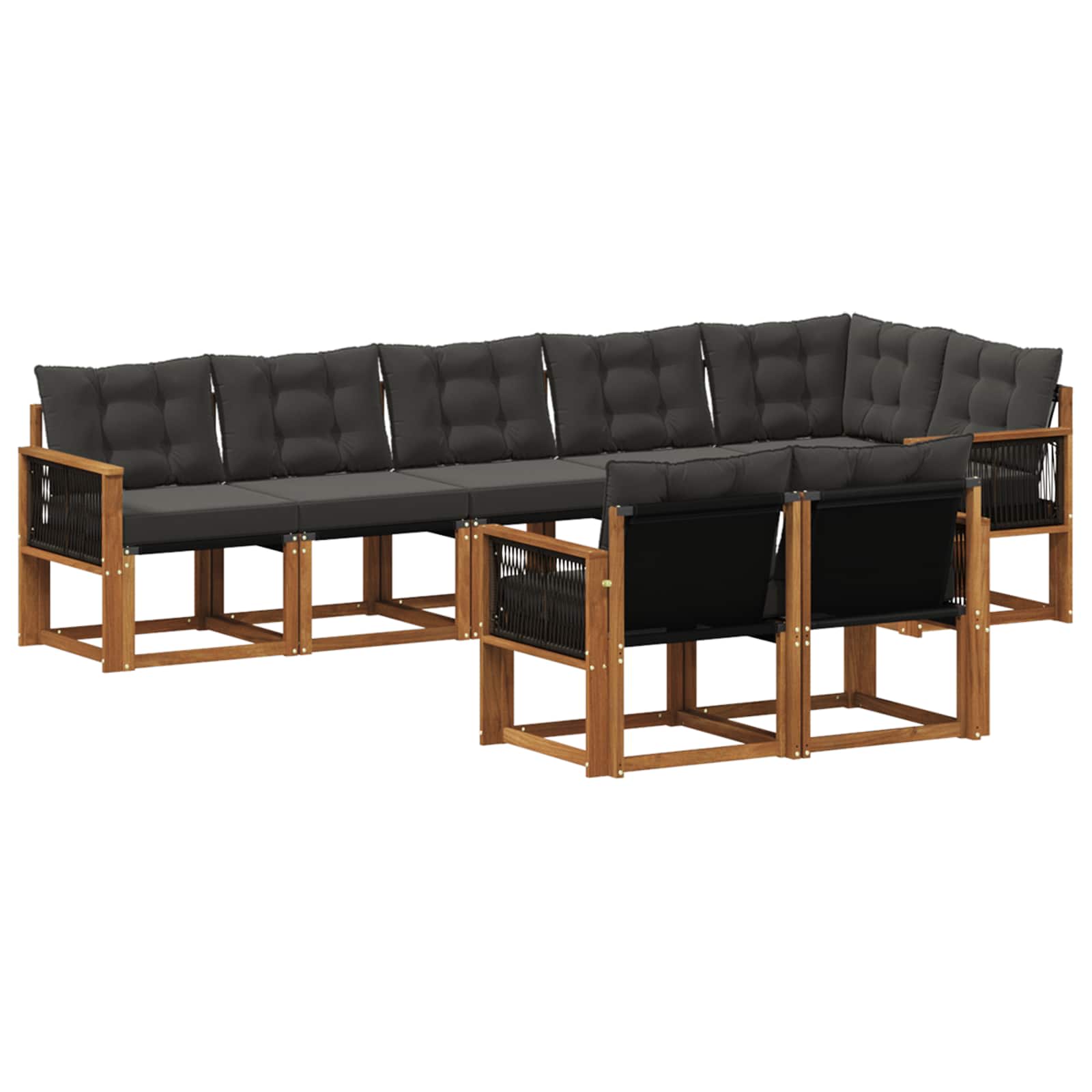 Outdoor-Sofagarnitur mit Kissen 8 pcs Natürlich und Schwarz