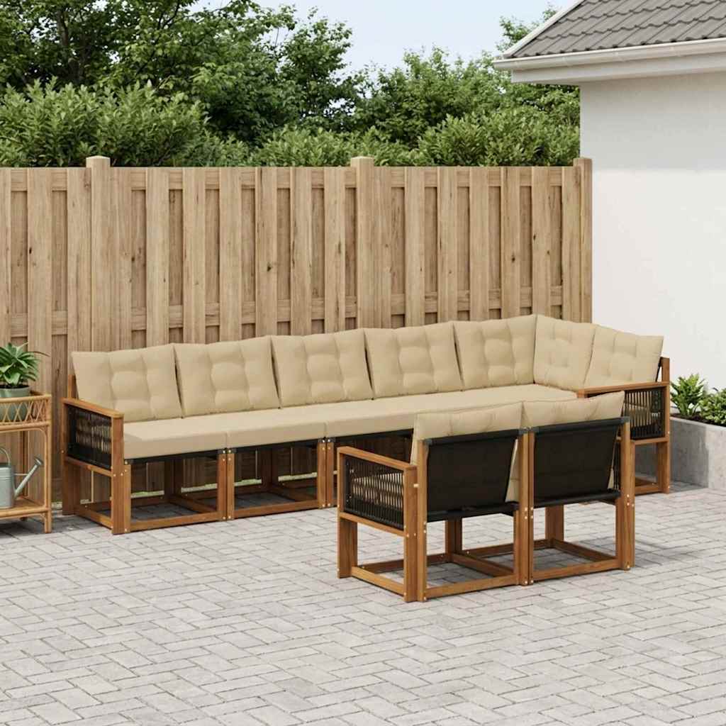 Outdoor-Sofagarnitur 8 stk. Natur und Beige