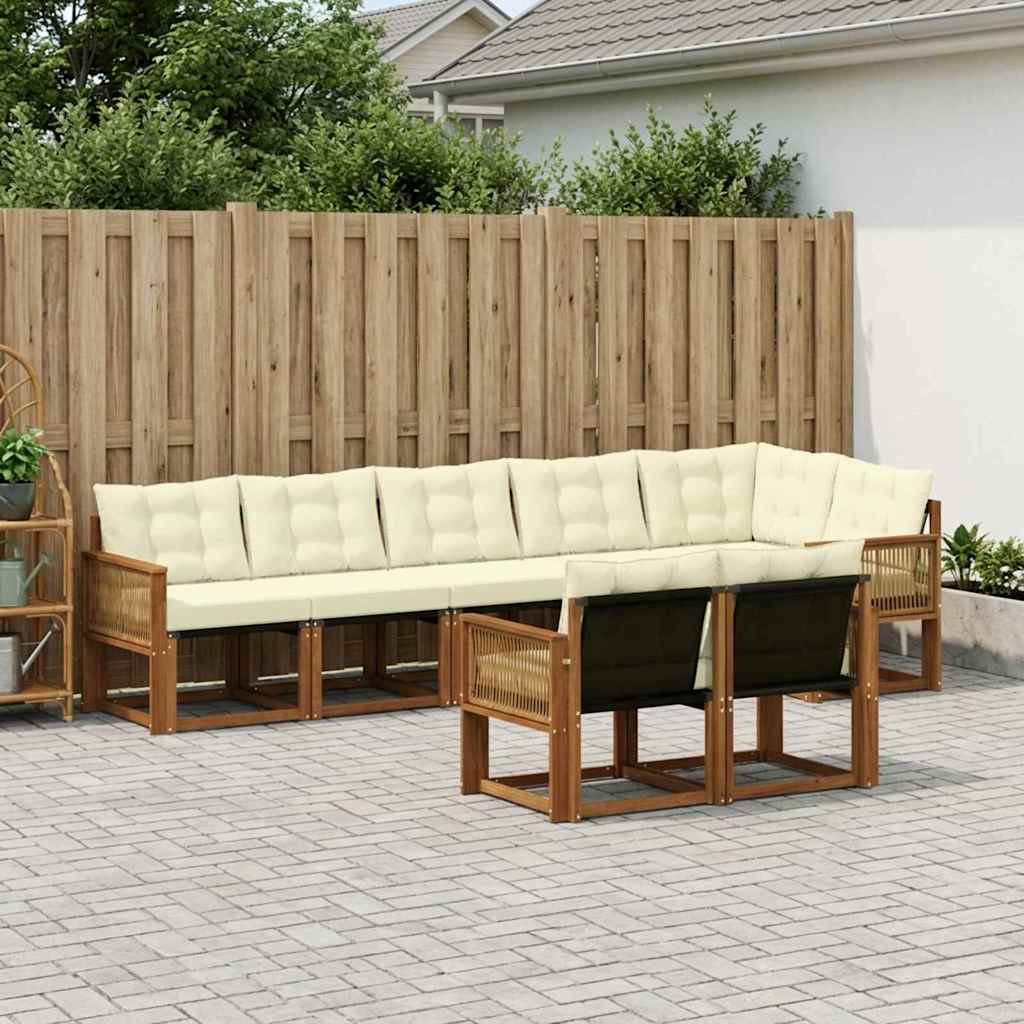 Outdoor-Sofagarnitur 8 stk. Natur und Creme