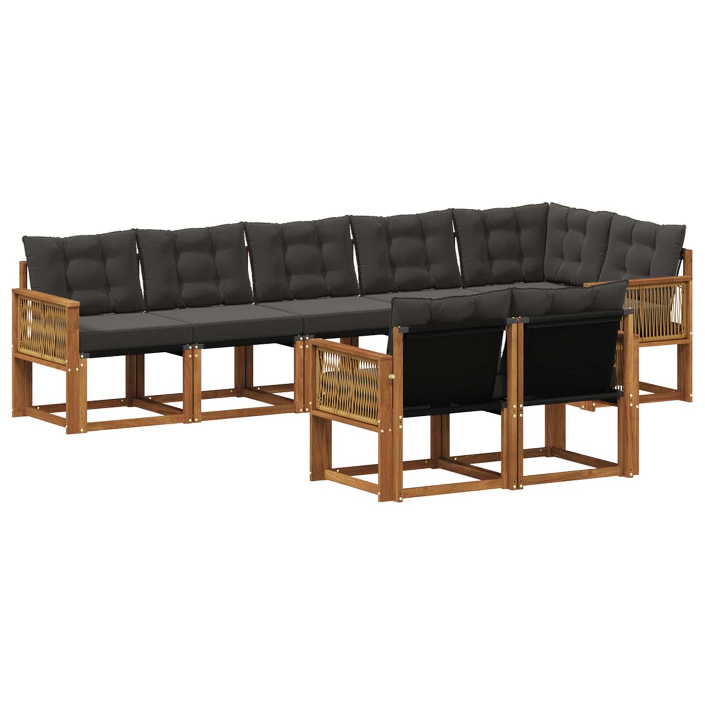 Outdoor-Sofagarnitur mit Kissen 8 pcs Natürlich und Schwarz