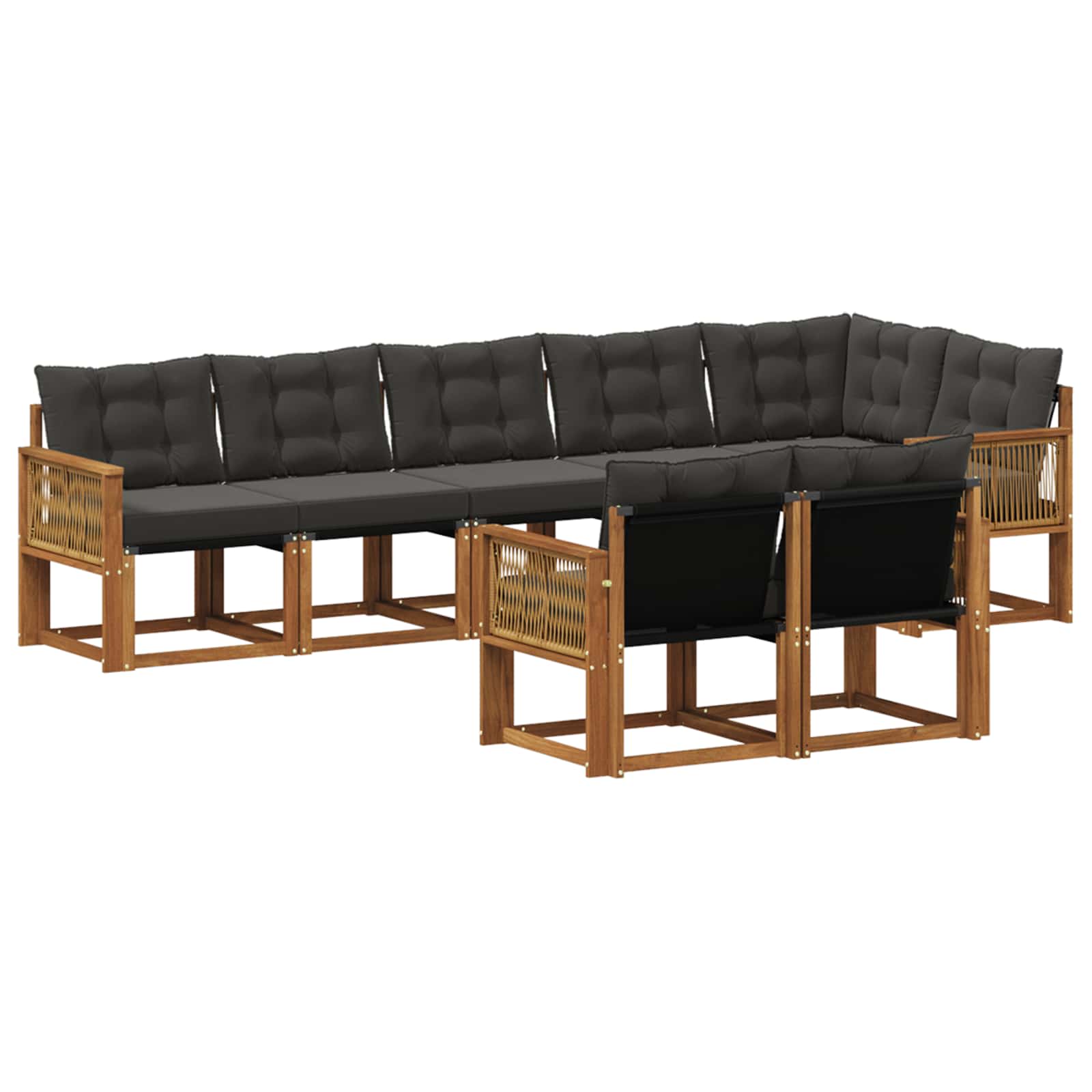Outdoor-Sofagarnitur mit Kissen 8 pcs Natürlich und Schwarz