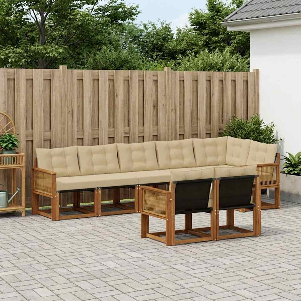 Outdoor-Sofagarnitur 8 stk. Natur und Beige