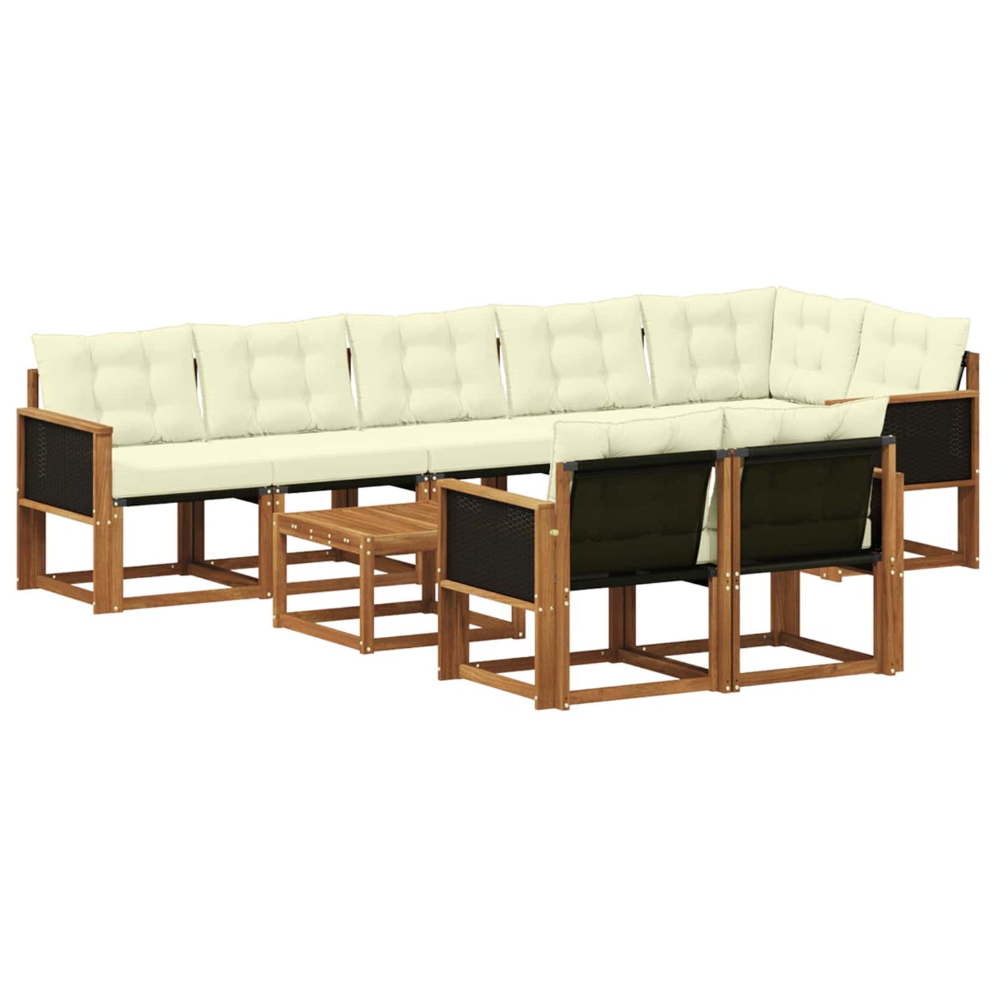 Outdoor-Sofagarnitur mit Kissen 9 pcs Natur und Creme