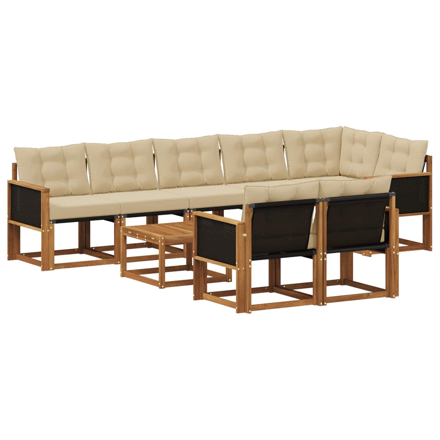 Outdoor-Sofagarnitur mit Kissen 9 pcs Natur und Beige