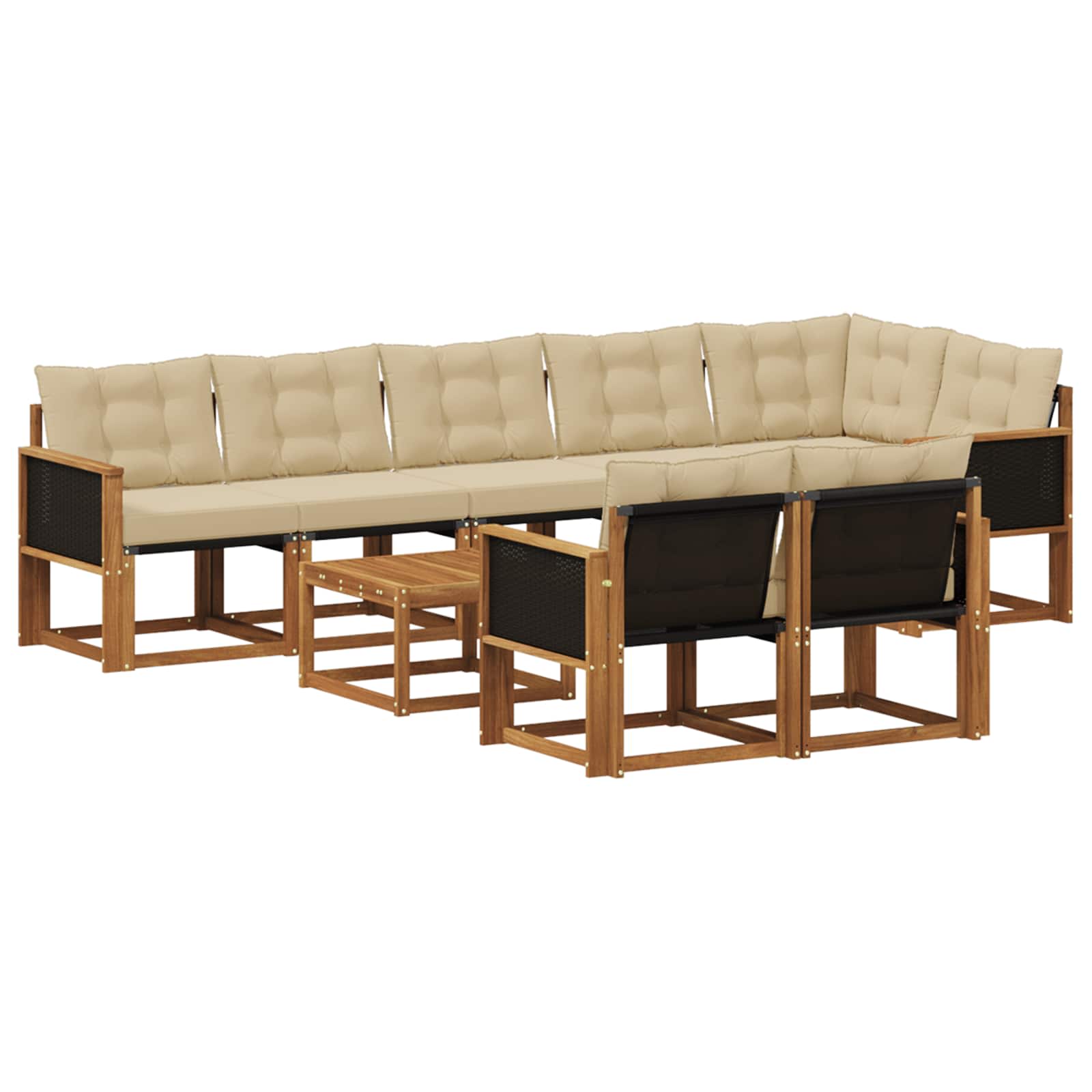 Outdoor-Sofagarnitur mit Kissen 9 pcs Natur und Beige
