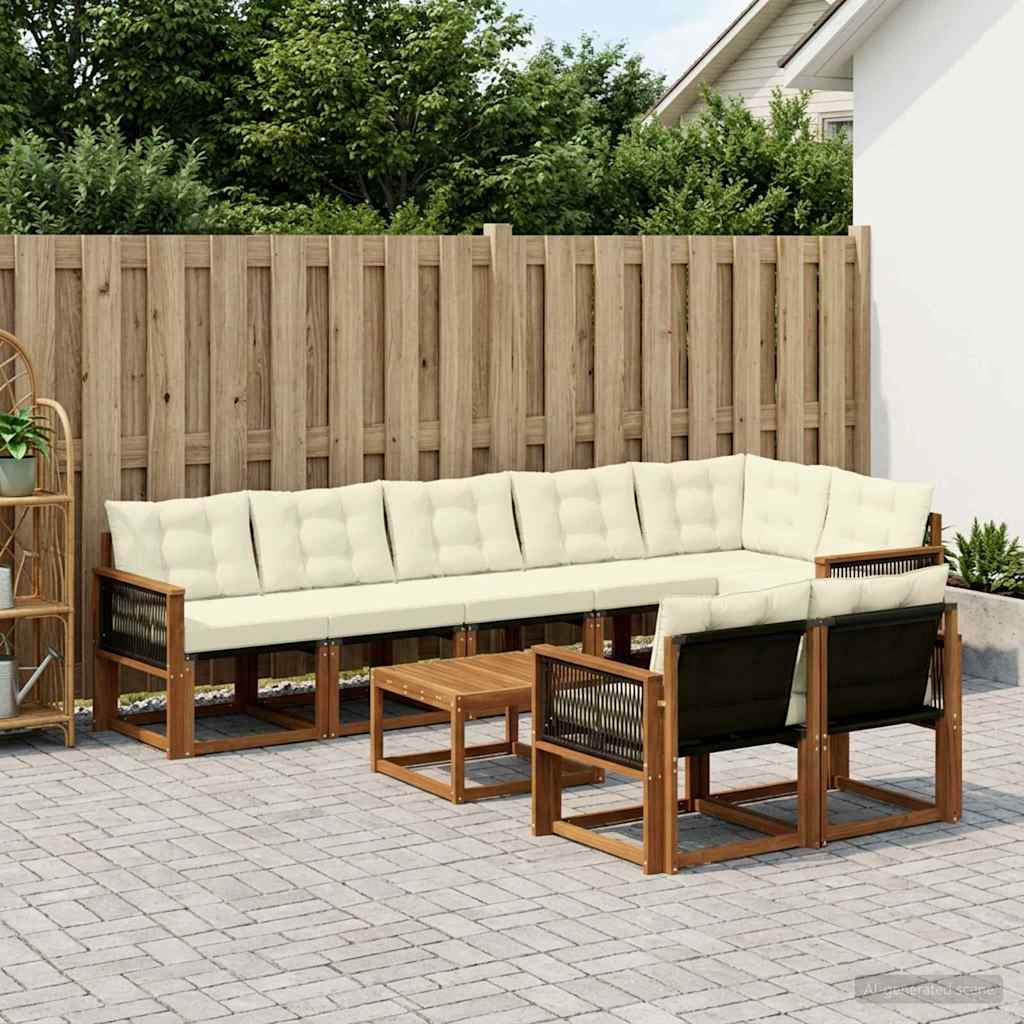 Outdoor-Sofagarnitur 9 stk. Natur und Creme