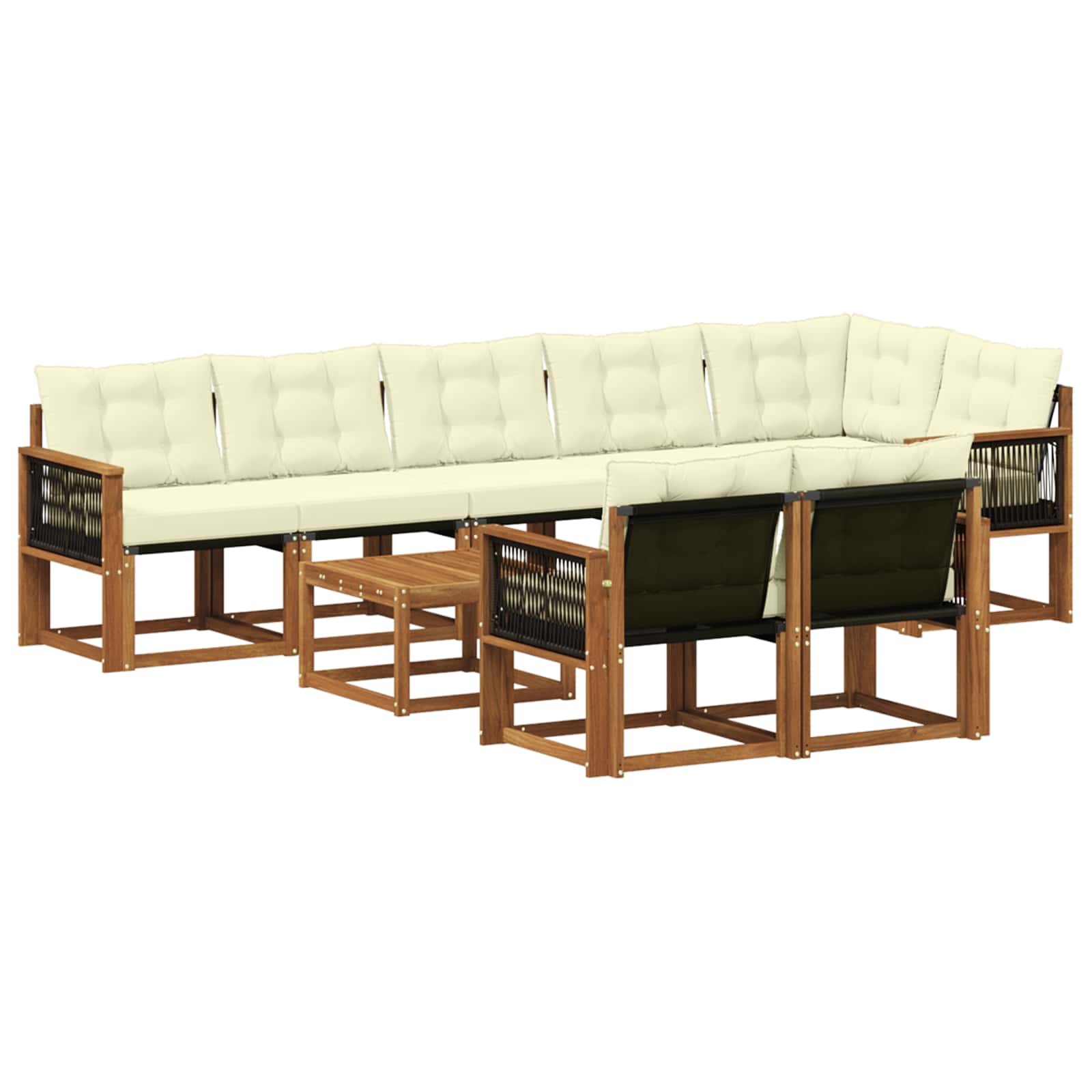 Outdoor-Sofagarnitur 9 stk. Natur und Creme