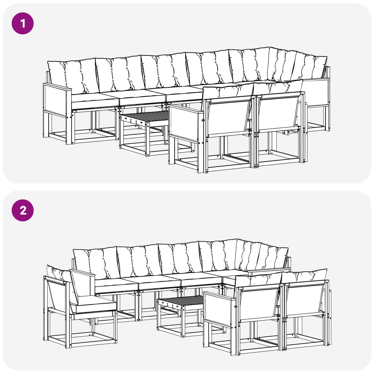Outdoor-Sofagarnitur 9 stk. Natur und Creme