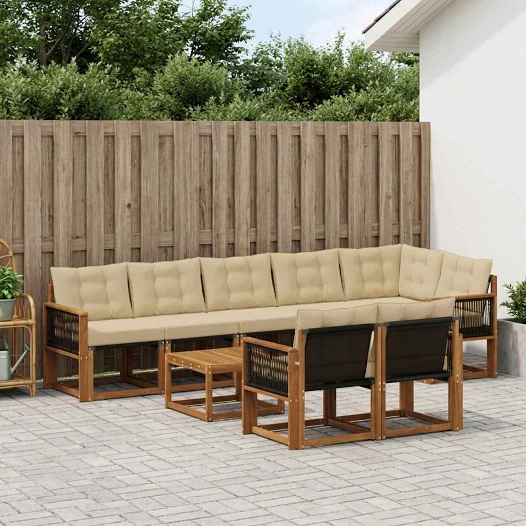 Outdoor-Sofagarnitur 9 stk. Natur und Beige