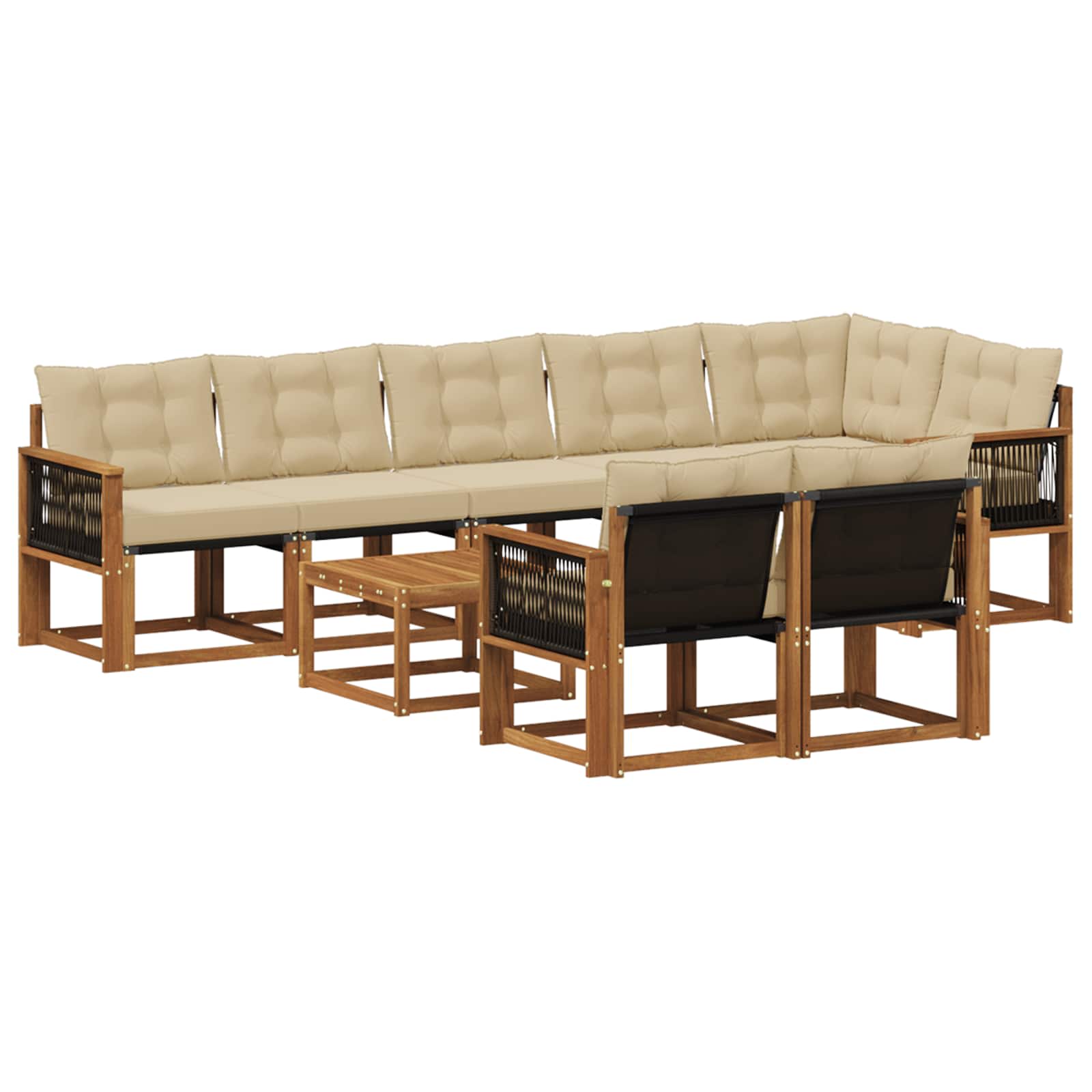 Outdoor-Sofagarnitur 9 stk. Natur und Beige