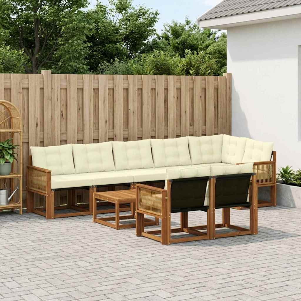 Outdoor-Sofagarnitur 9 stk. Natur und Creme