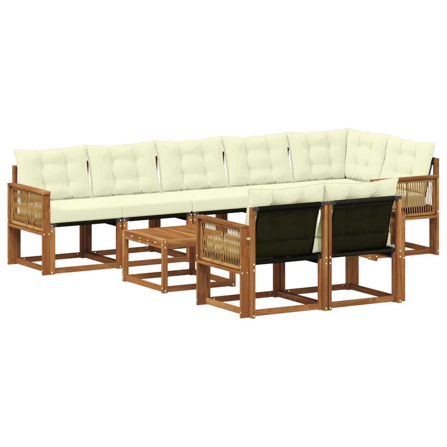 Outdoor-Sofagarnitur 9 stk. Natur und Creme