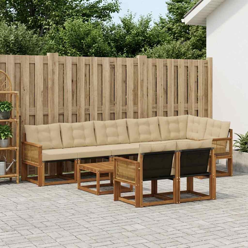 Outdoor-Sofagarnitur 9 stk. Natur und Beige