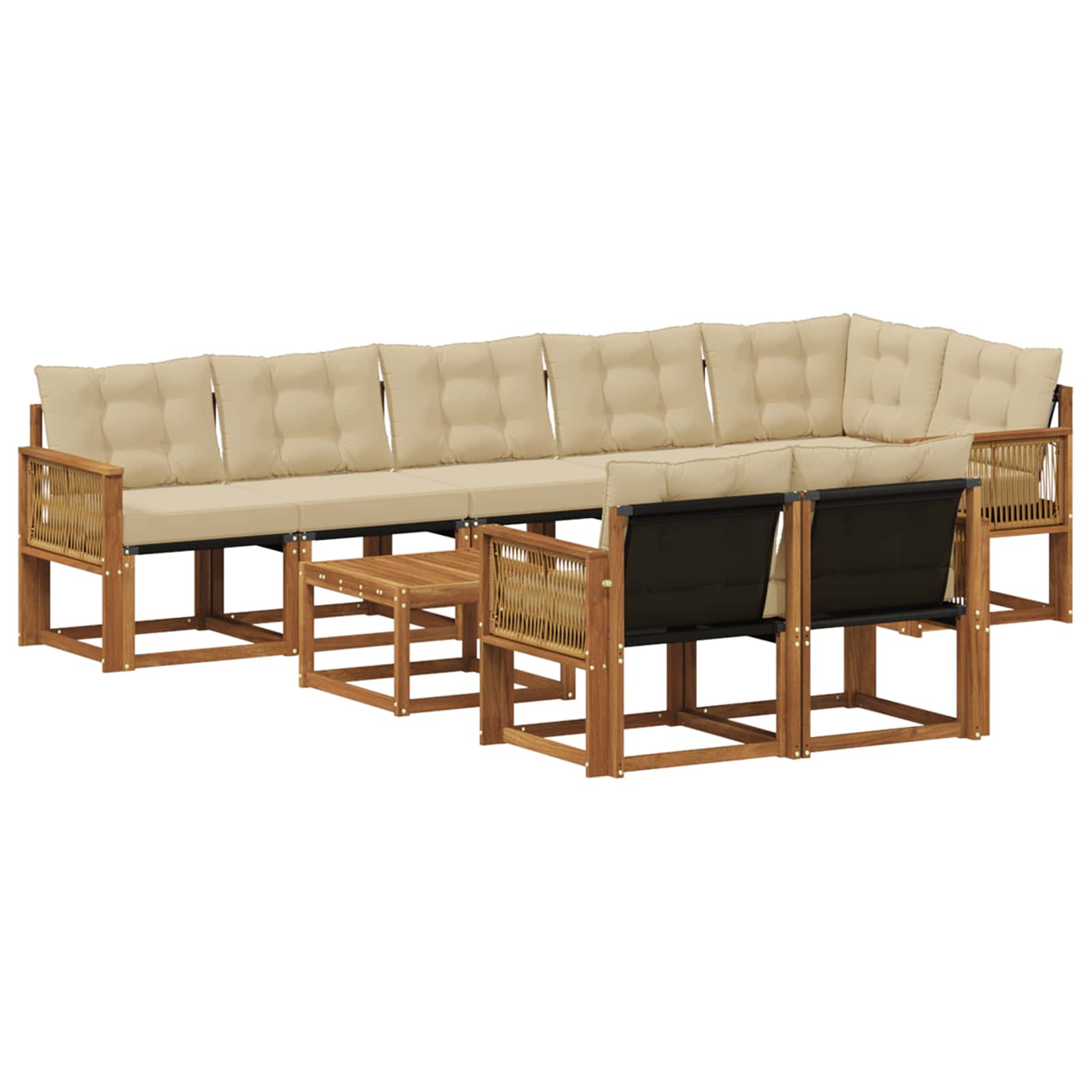 Outdoor-Sofagarnitur 9 stk. Natur und Beige