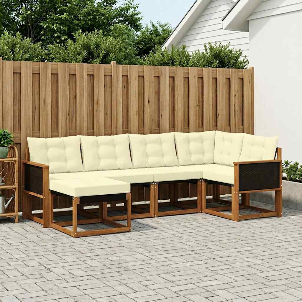 Outdoor-Sofagarnitur 6 stk. Natur und Creme