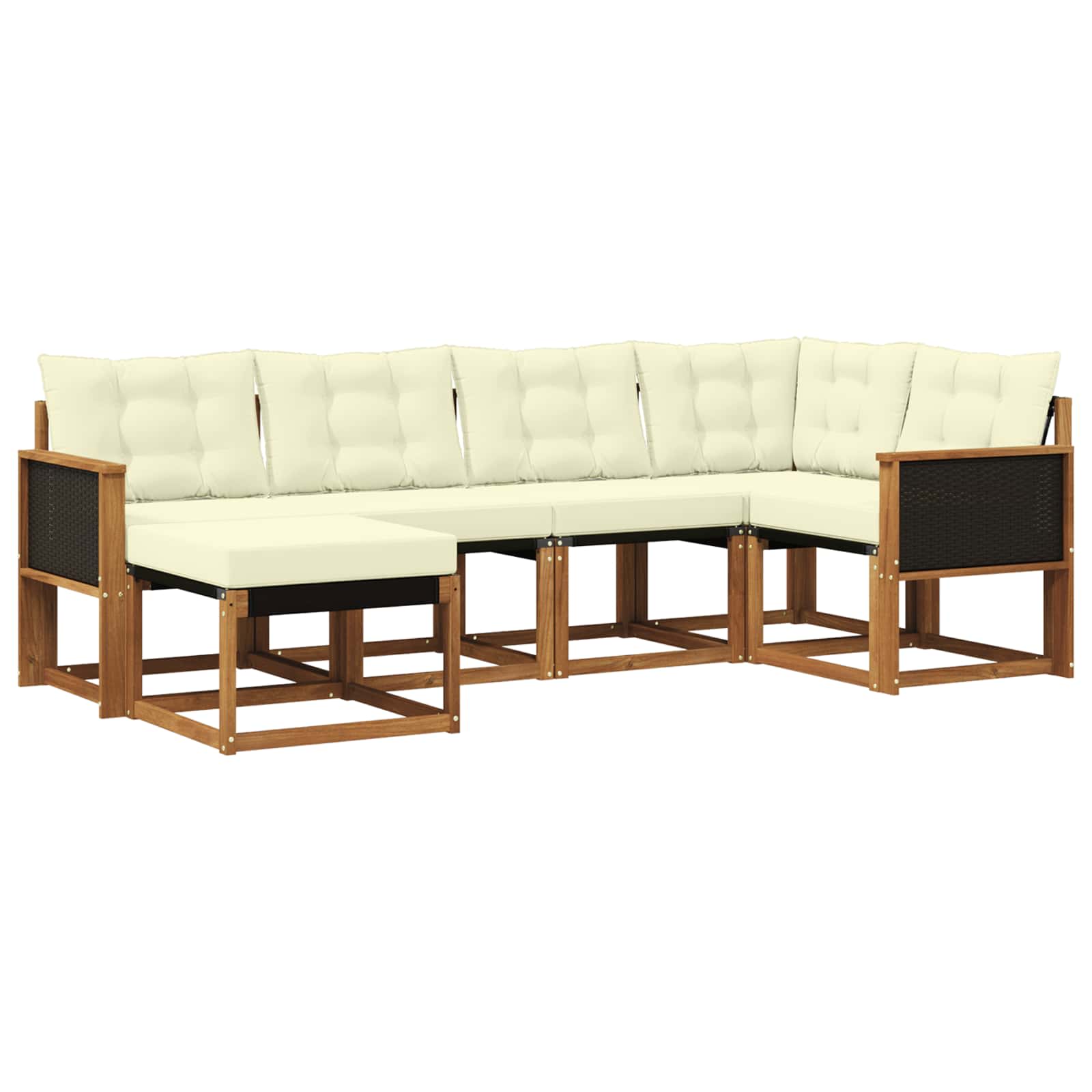 Outdoor-Sofagarnitur 6 stk. Natur und Creme