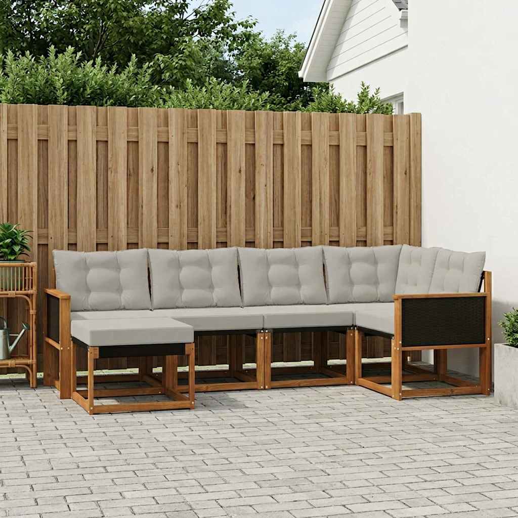 Outdoor-Sofagarnitur mit Kissen 6 pcs Natürlich und Hellgrau