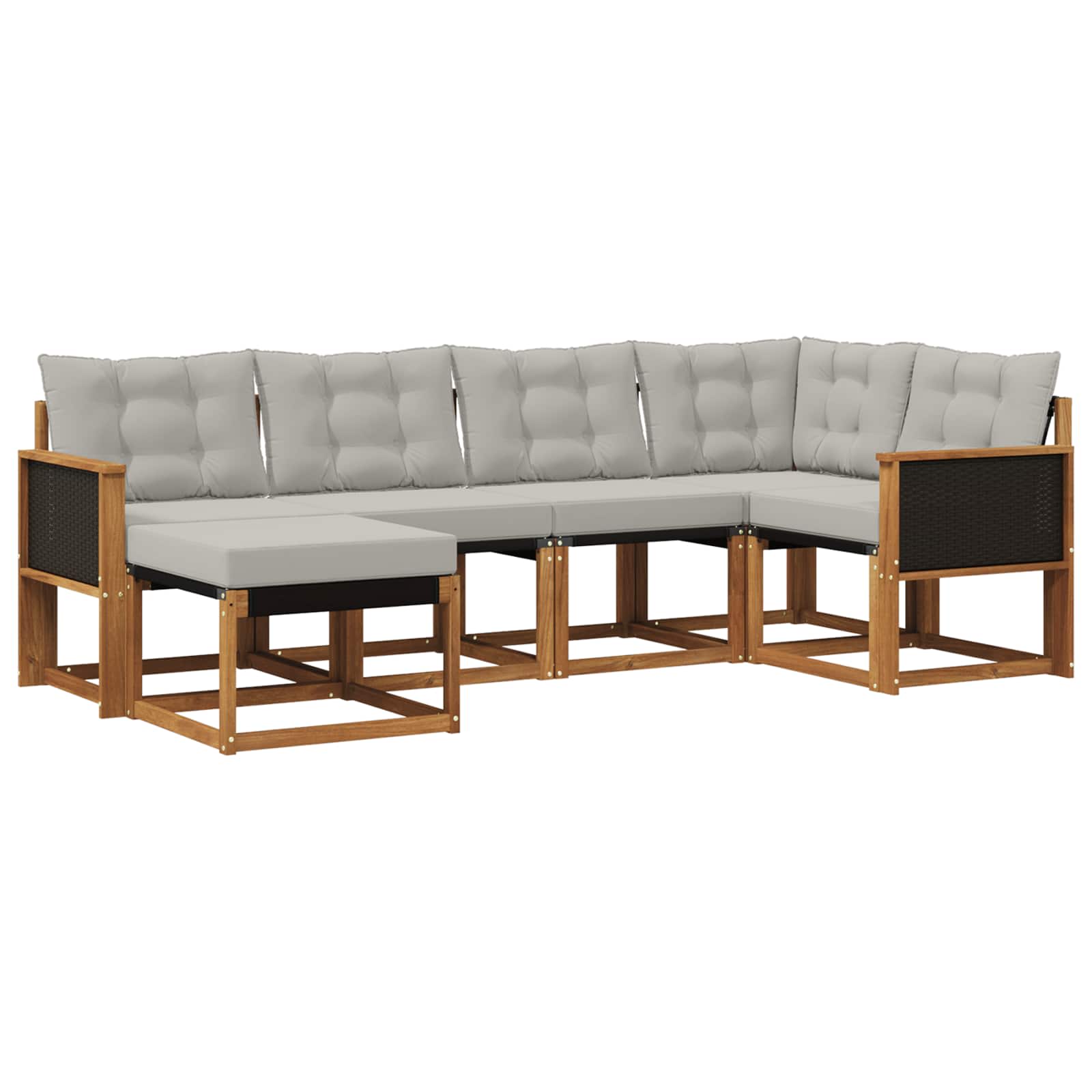 Outdoor-Sofagarnitur mit Kissen 6 pcs Natürlich und Hellgrau
