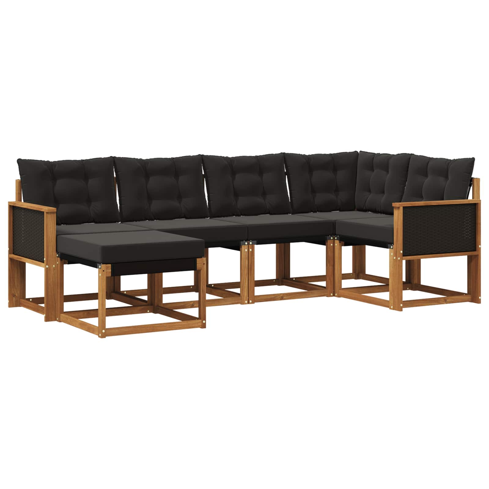 Outdoor-Sofagarnitur mit Kissen 6 pcs Natürlich und Schwarz