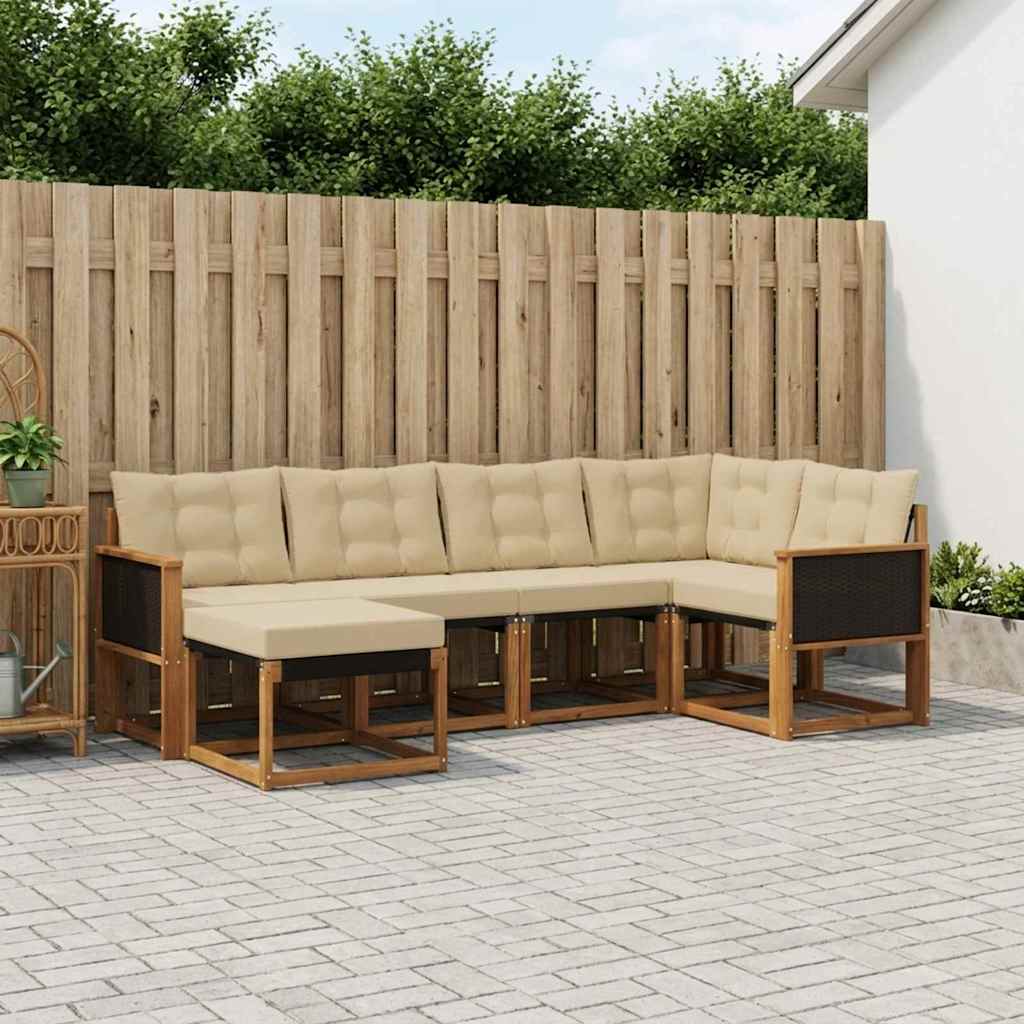 Outdoor-Sofagarnitur mit Kissen 6 pcs Natur und Beige