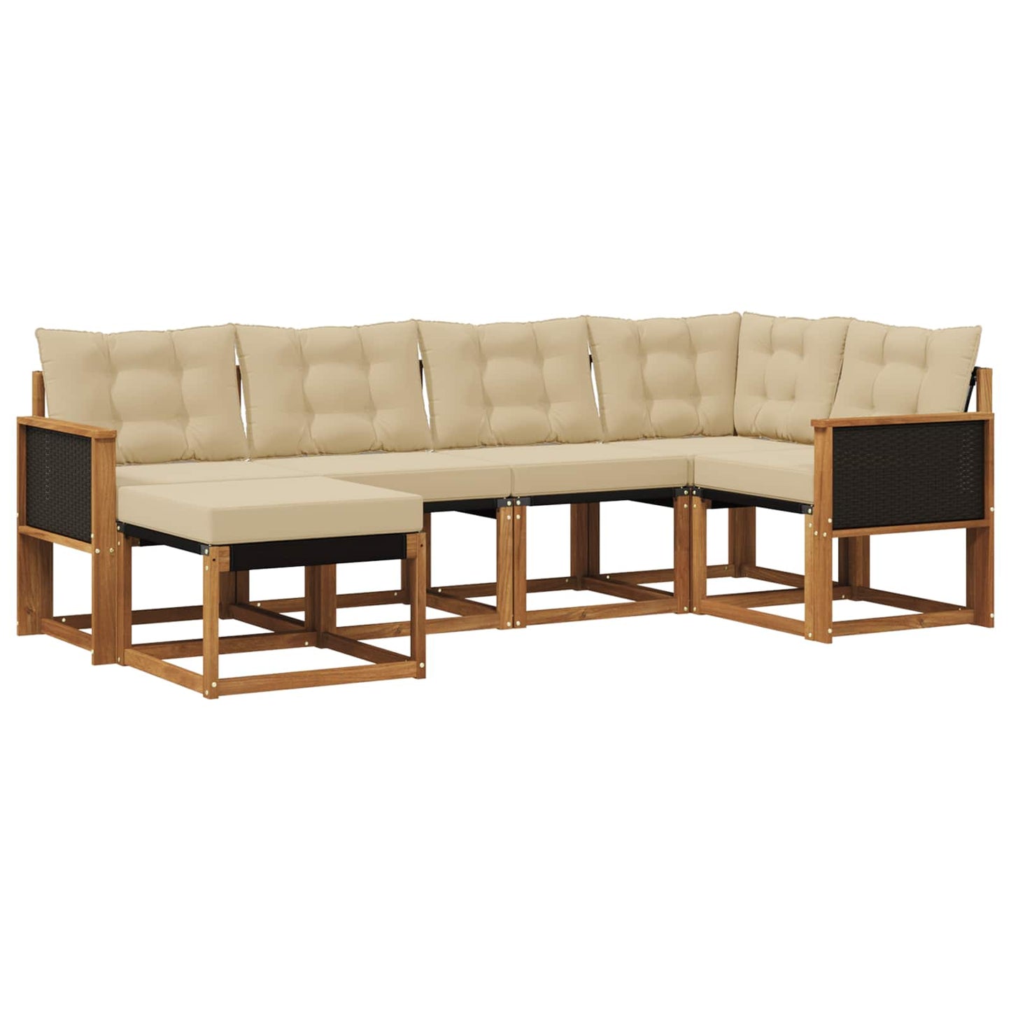 Outdoor-Sofagarnitur mit Kissen 6 pcs Natur und Beige