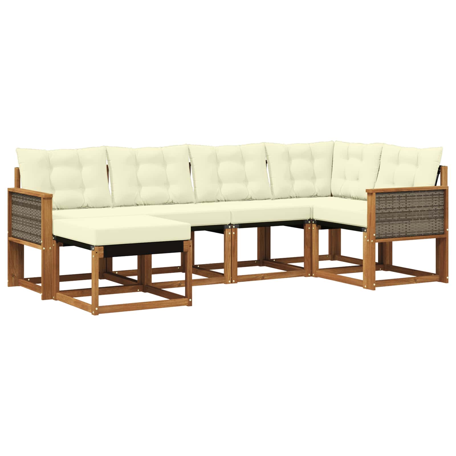 Outdoor-Sofagarnitur mit Kissen 6 pcs Natur und Creme