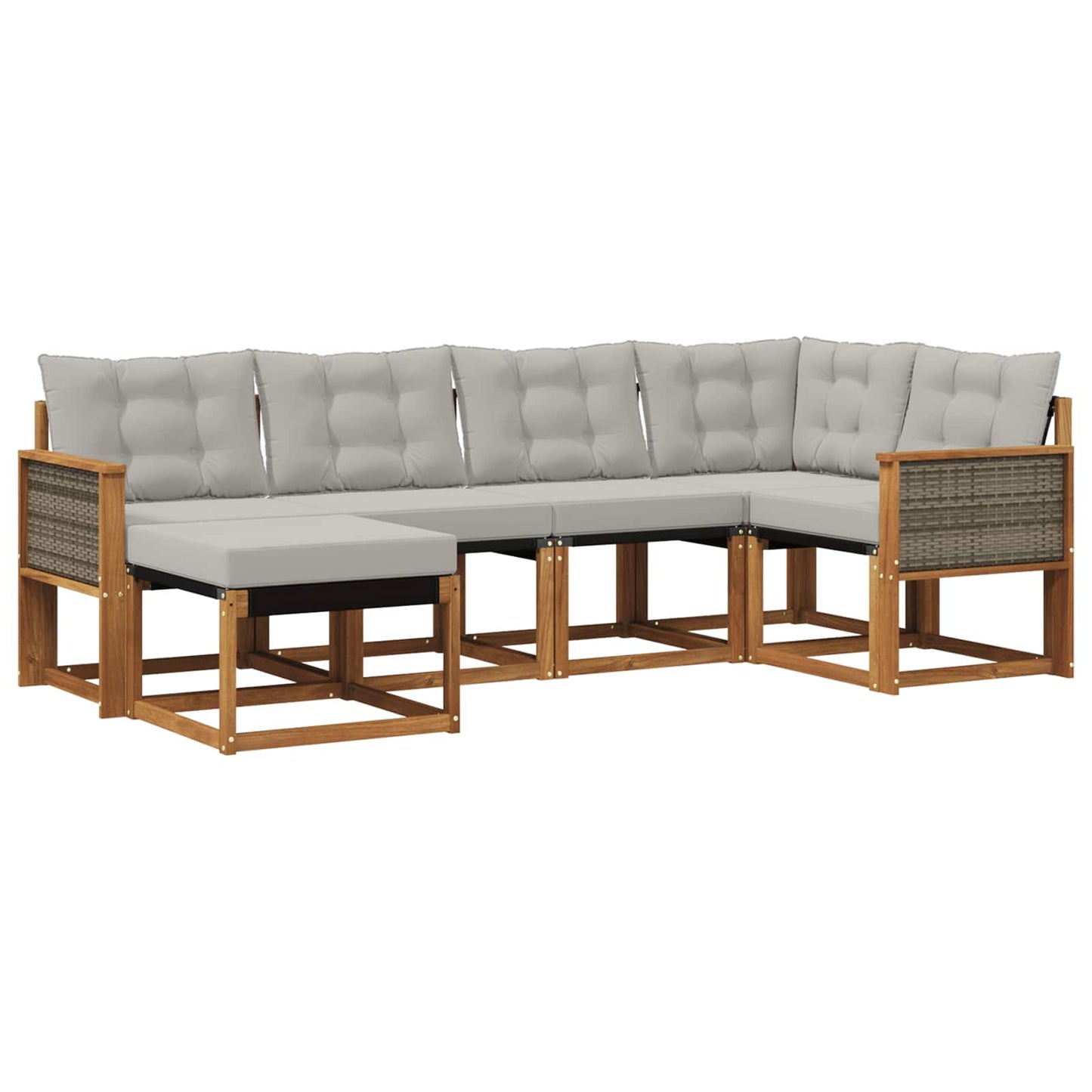 Outdoor-Sofagarnitur mit Kissen 6 pcs Natürlich und Hellgrau